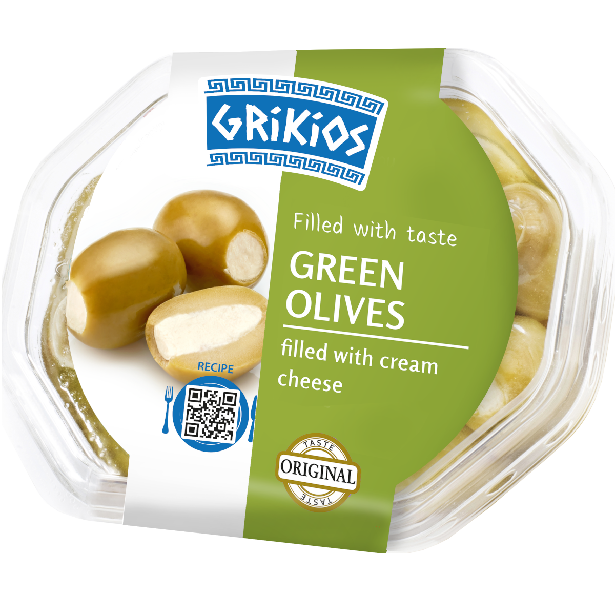 Grikios green olives filled with fresh cheese